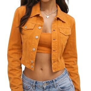 Vintage Y2K Fabrizio Gianni Jeans Women's Orange Denim Jacket Size Medium